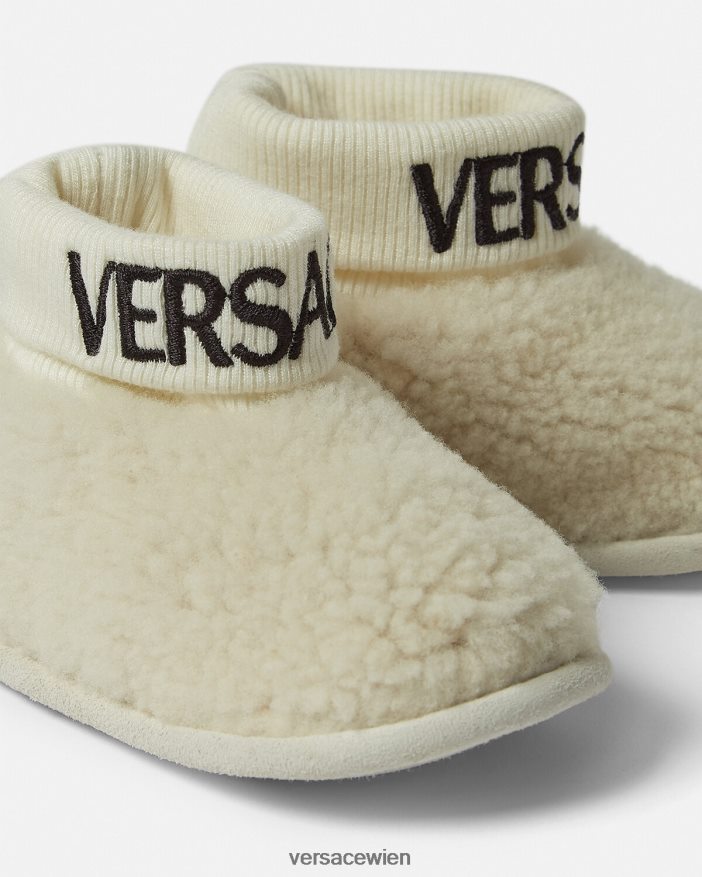 Beige Babystiefel mit Teddy-Logo Versace Kinder Schuh 8N4XJD1849
