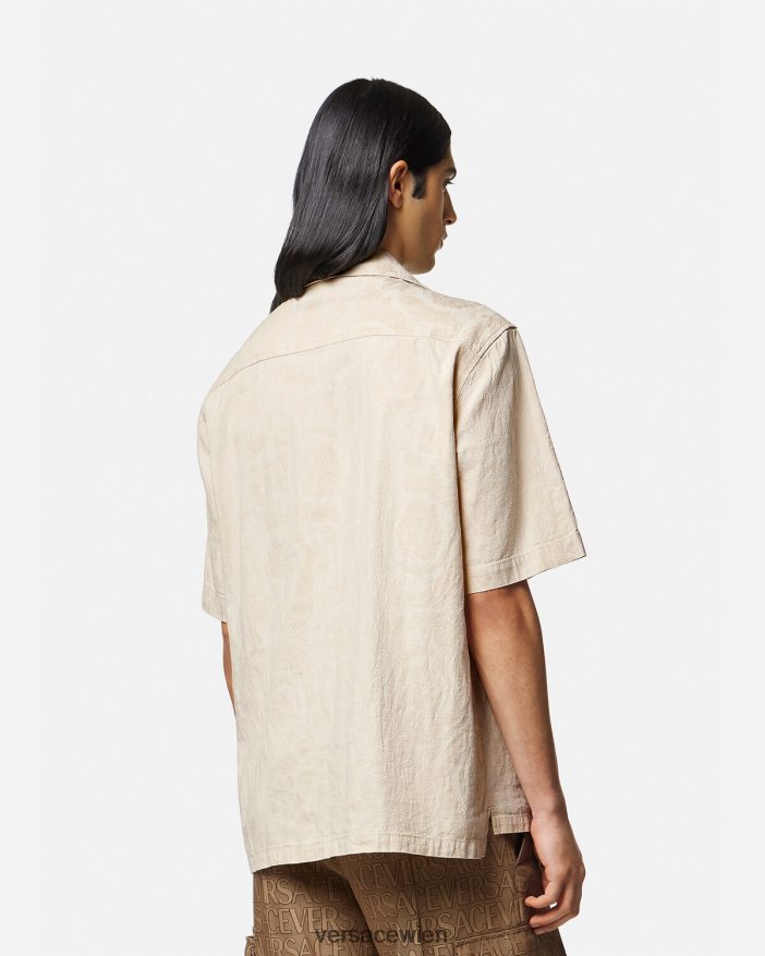 Beige Chambray-Hemd mit Barocco-Silhouette Versace Männer Kleidung 8N4XJD1291