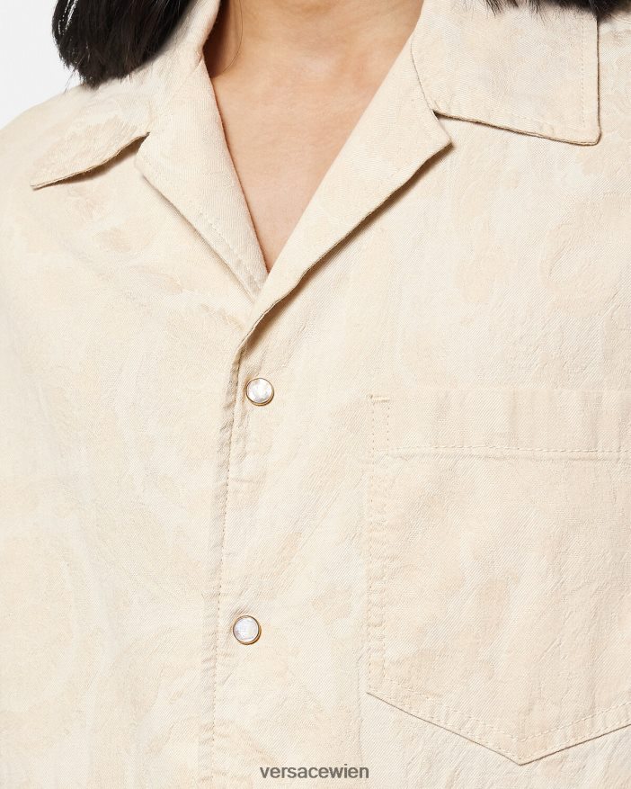 Beige Chambray-Hemd mit Barocco-Silhouette Versace Männer Kleidung 8N4XJD1291