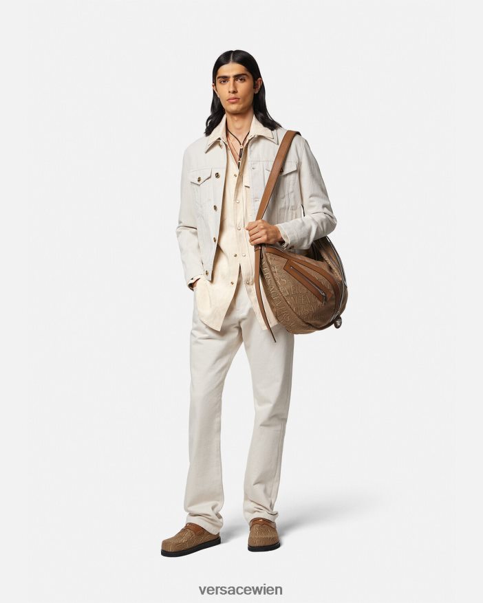 Beige Chambray-Hemd mit Barocco-Silhouette Versace Männer Kleidung 8N4XJD1292