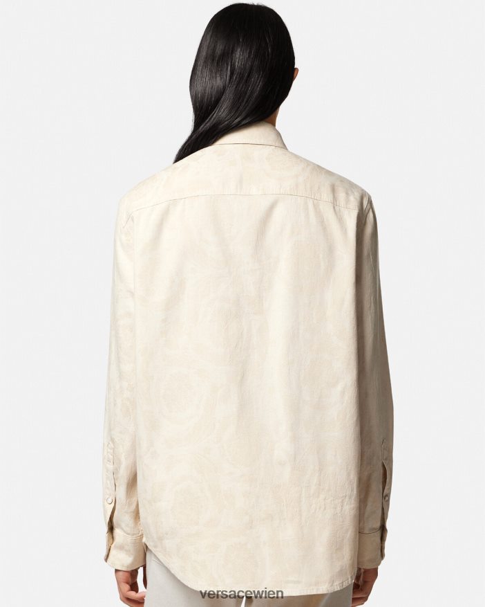 Beige Chambray-Hemd mit Barocco-Silhouette Versace Männer Kleidung 8N4XJD1292