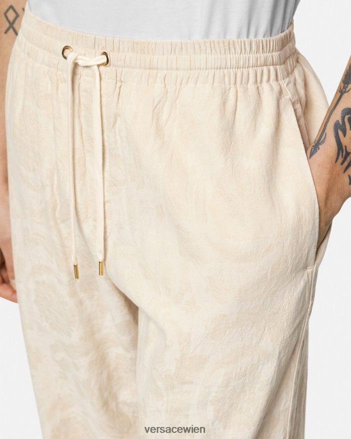Beige Chambray-Hose mit Barocco-Silhouette Versace Männer Kleidung 8N4XJD1442