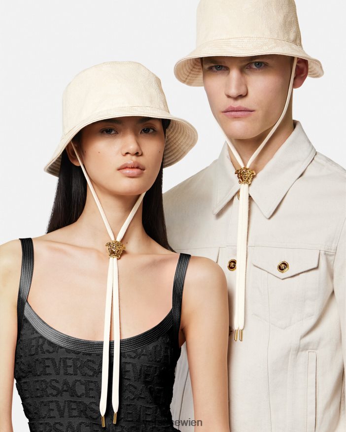 Beige Fischerhut mit Barocco-Silhouette Versace Frauen Zubehör 8N4XJD870