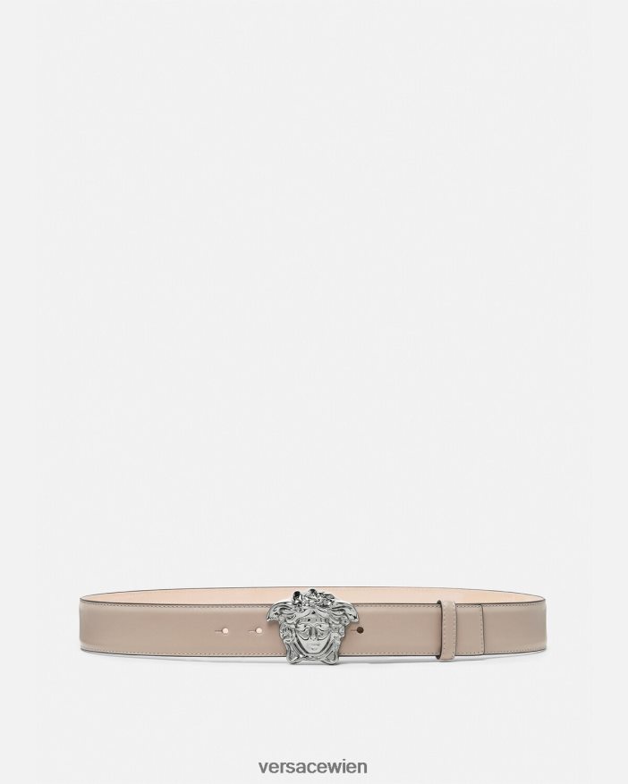Beige La Medusa-Ledergürtel Versace Männer Zubehör 8N4XJD1614