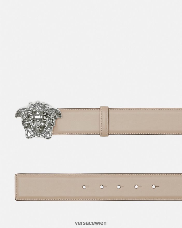 Beige La Medusa-Ledergürtel Versace Männer Zubehör 8N4XJD1614