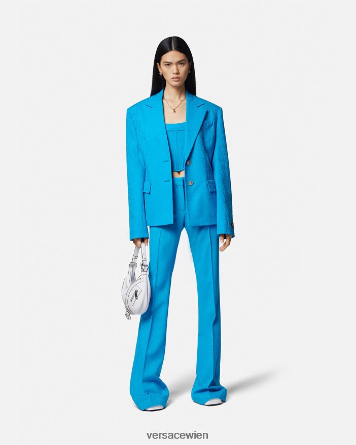 Blau Allover-Jacquard-Blazer Versace Frauen Kleidung 8N4XJD106