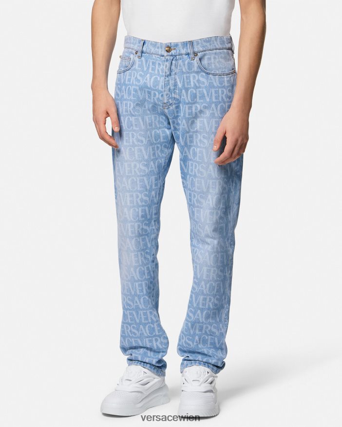 Blau Allover-Jeans Versace Männer Kleidung 8N4XJD1435
