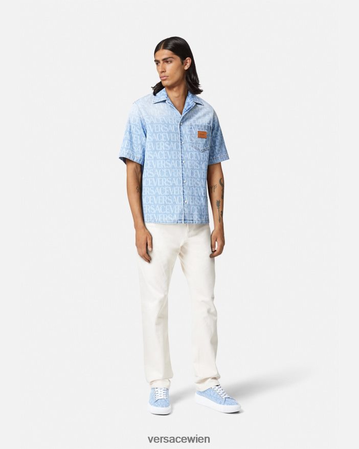 Blau Allover-Jeanshemd Versace Männer Kleidung 8N4XJD1283