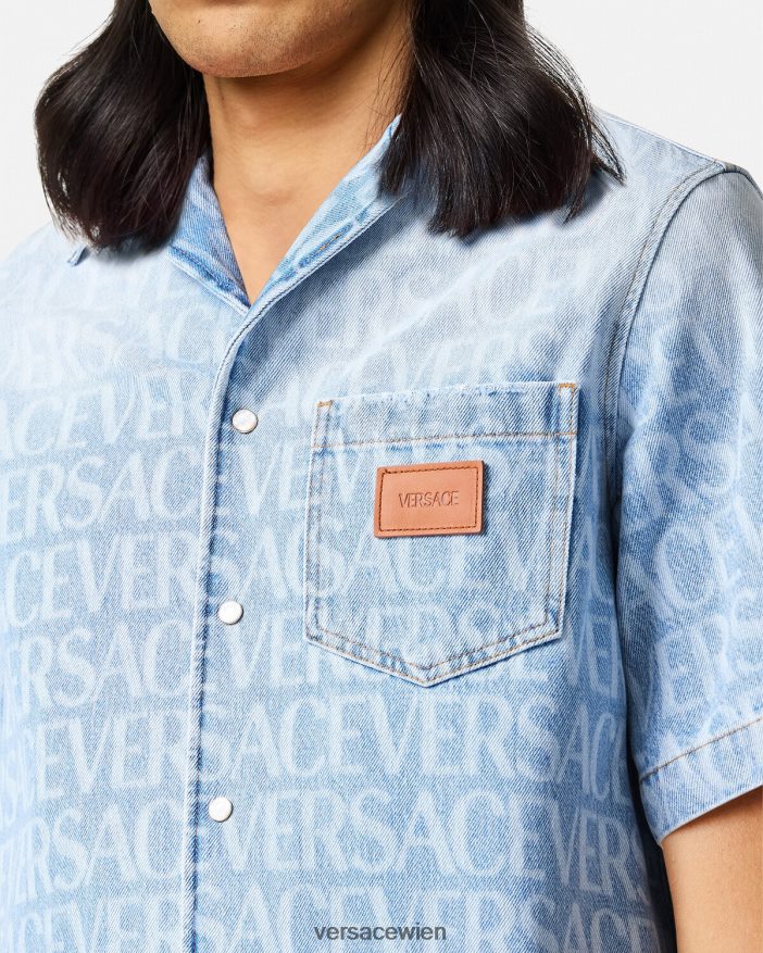 Blau Allover-Jeanshemd Versace Männer Kleidung 8N4XJD1283