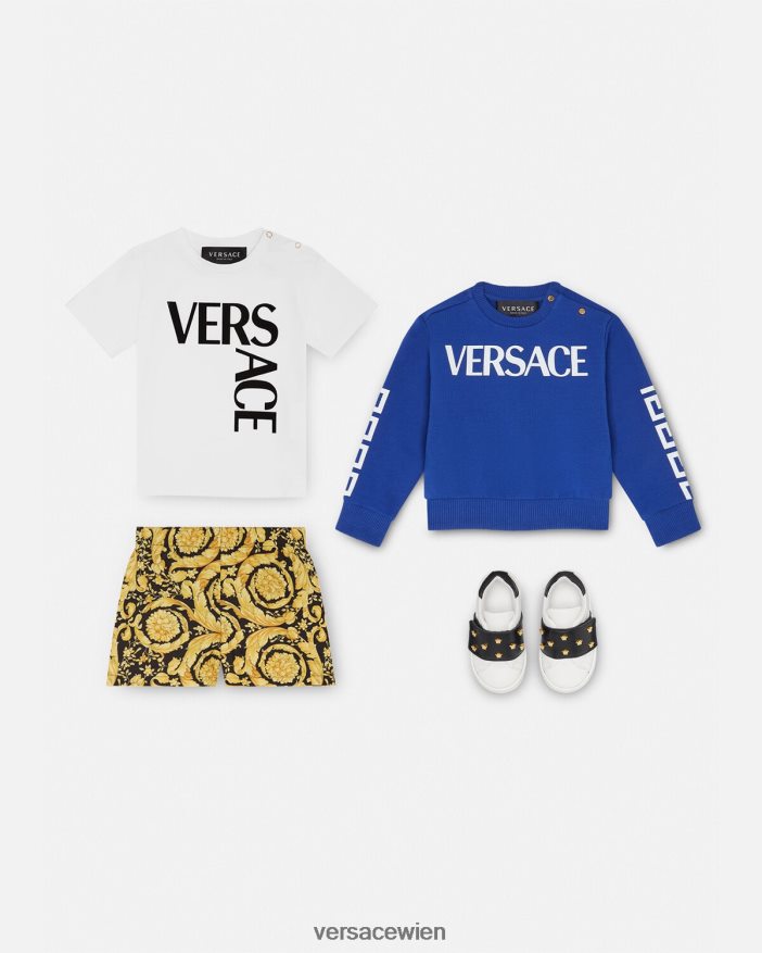 Blau Baby-Sweatshirt mit Logo Versace Kinder Kleidung 8N4XJD1888