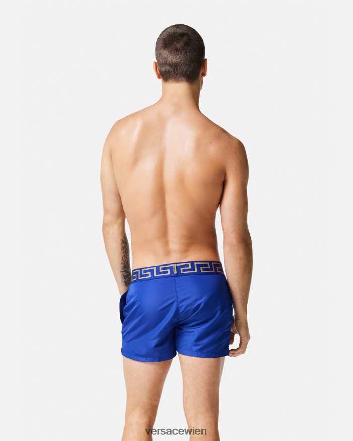 Blau Badeshorts mit Greca-Bordüre Versace Männer Unterwäsche und Strandbekleidung 8N4XJD1808
