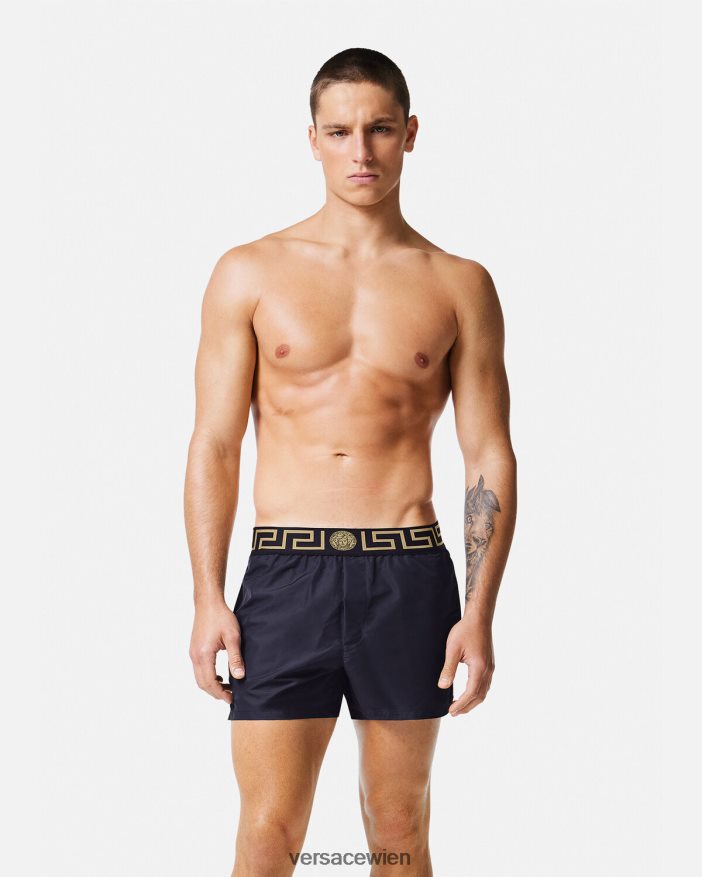 Blau Badeshorts mit Greca-Bordüre Versace Männer Unterwäsche und Strandbekleidung 8N4XJD1809