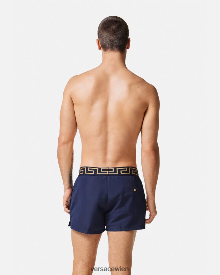Blau Badeshorts mit Greca-Bordüre Versace Männer Unterwäsche und Strandbekleidung 8N4XJD1814