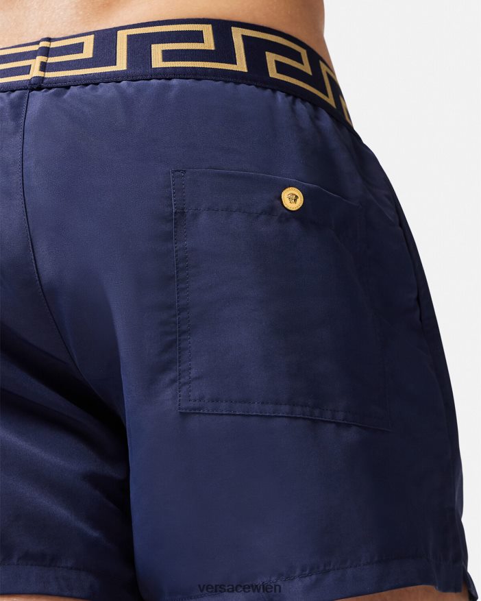 Blau Badeshorts mit Greca-Bordüre Versace Männer Unterwäsche und Strandbekleidung 8N4XJD1814