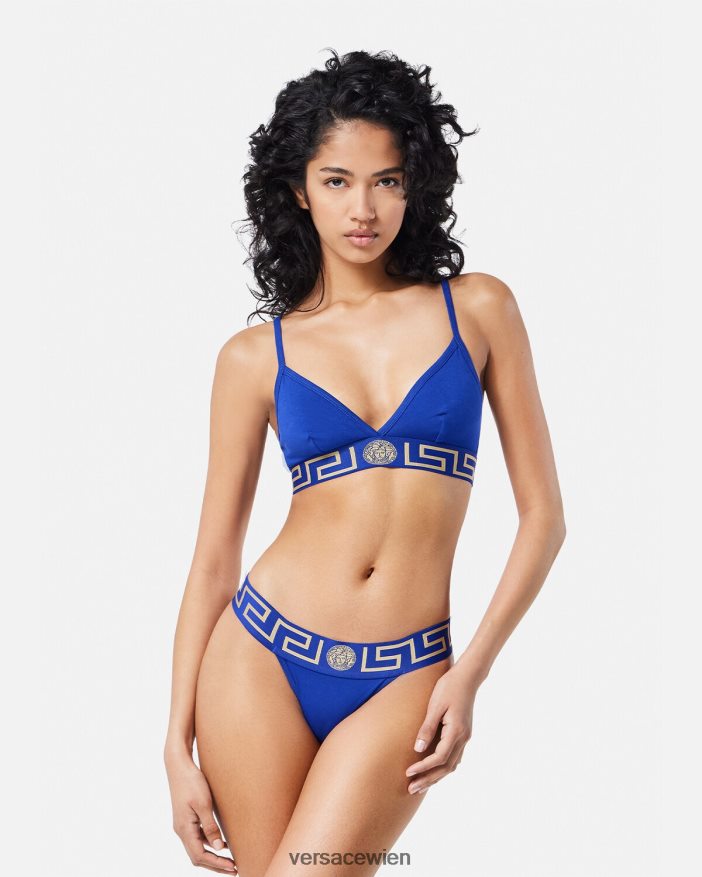 Blau Bralette mit Greca-Bordüre Versace Frauen Unterwäsche und Strandbekleidung 8N4XJD1046