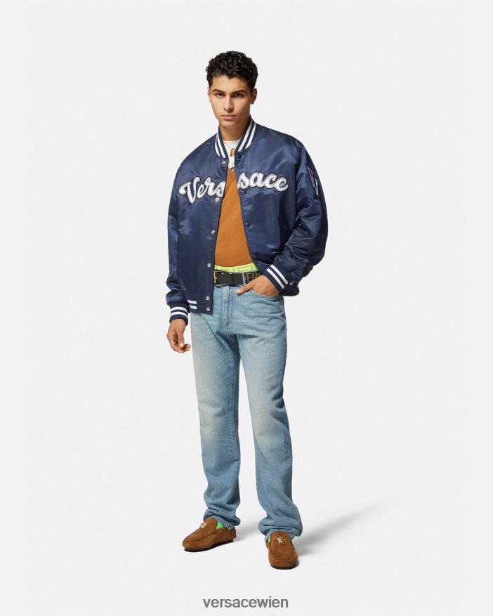 Blau College-Bomberjacke aus Nylon Versace Männer Kleidung 8N4XJD1230