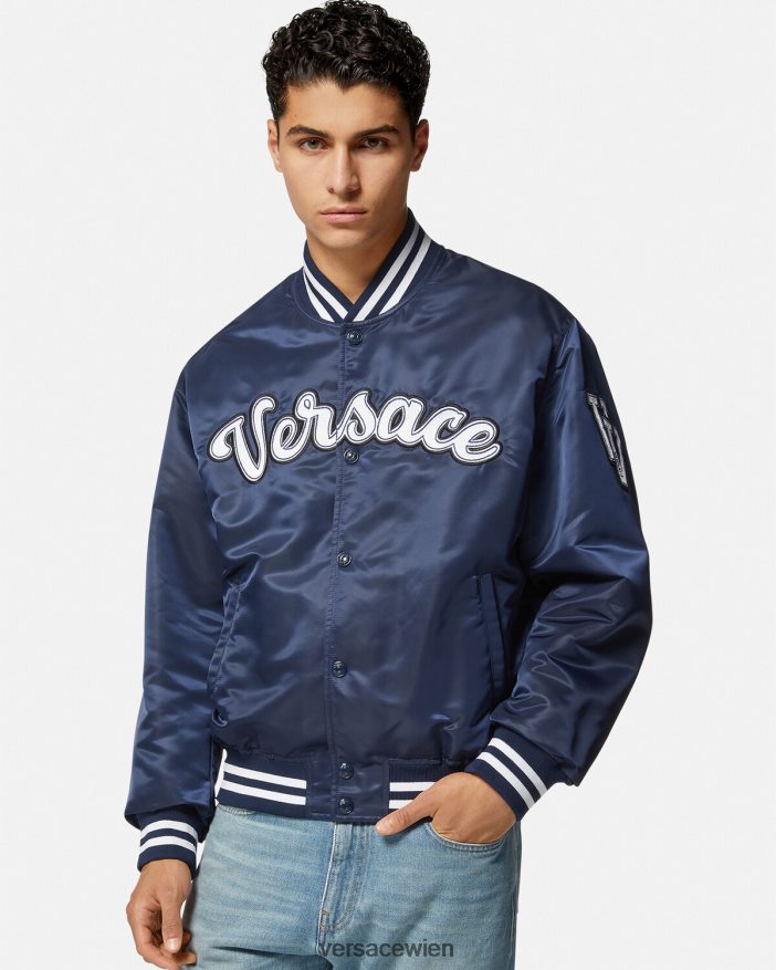 Blau College-Bomberjacke aus Nylon Versace Männer Kleidung 8N4XJD1230