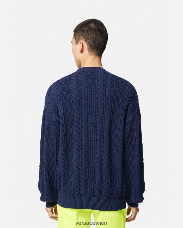 Blau Greca-Uni-Strickpullover Versace Männer Kleidung 8N4XJD1350