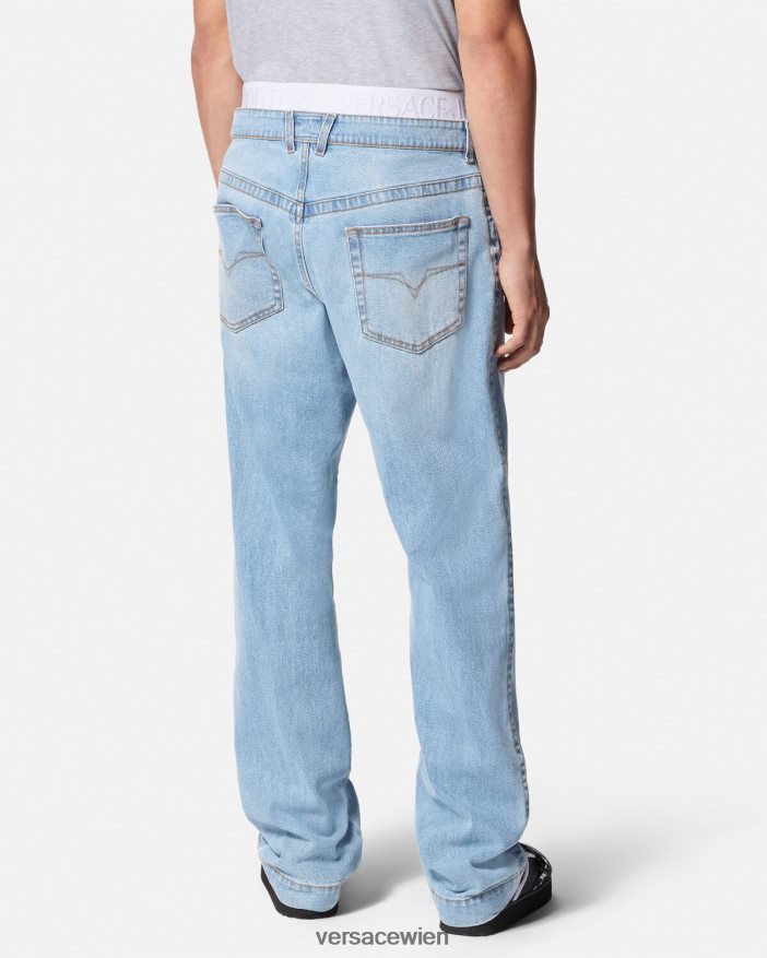 Blau Jeans mit Logo-Bund Versace Männer Kleidung 8N4XJD2420