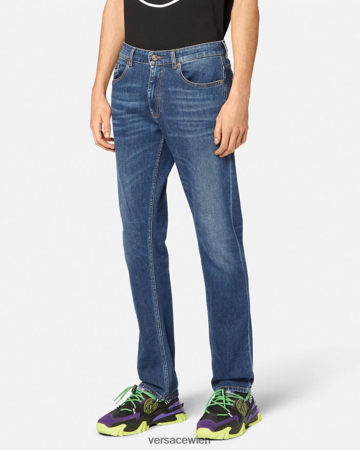 Blau Jeans mit V-Emblem Versace Männer Kleidung 8N4XJD2383