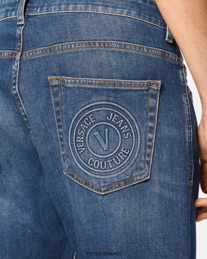 Blau Jeans mit V-Emblem Versace Männer Kleidung 8N4XJD2383