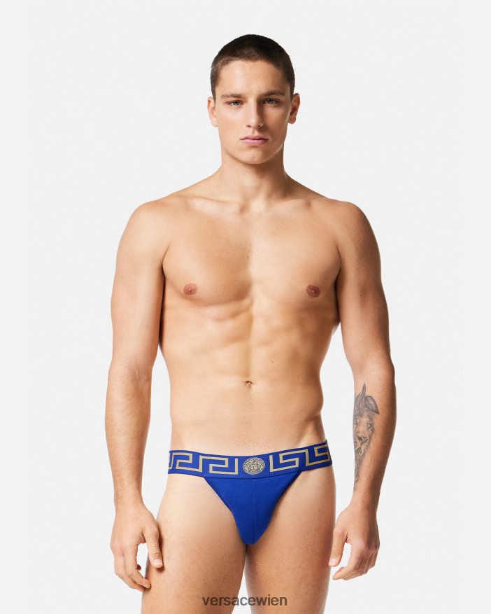 Blau Jockstrap mit Greca-Bordüre Versace Männer Unterwäsche und Strandbekleidung 8N4XJD1777