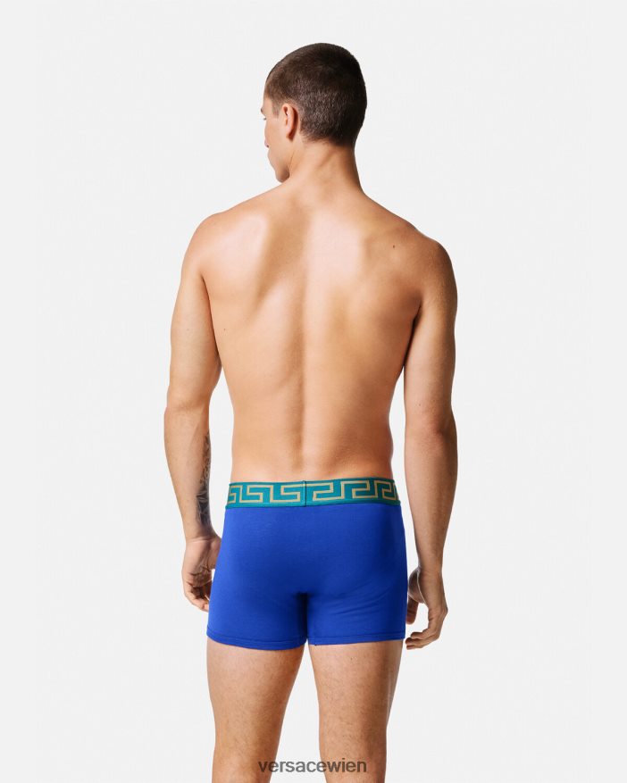 Blau Lange Stämme mit Greca-Bordüre Versace Männer Unterwäsche und Strandbekleidung 8N4XJD1747