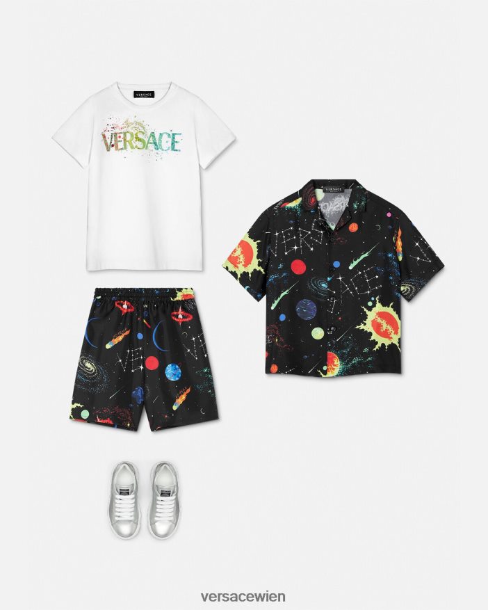 Blau Logo-T-Shirt Versace Kinder Kleidung 8N4XJD2094