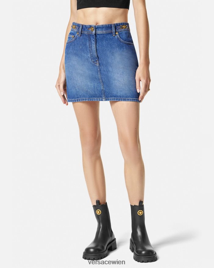 Blau Medusa \95 Jeans-Minirock Versace Frauen Kleidung 8N4XJD167