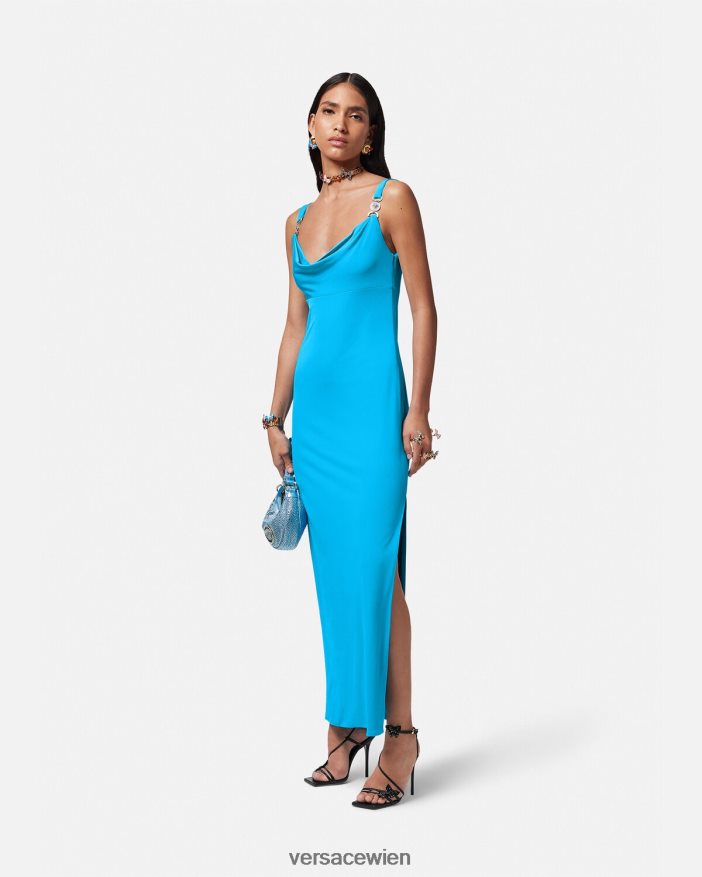Blau Medusa \95 langes Kleid Versace Frauen Kleidung 8N4XJD17