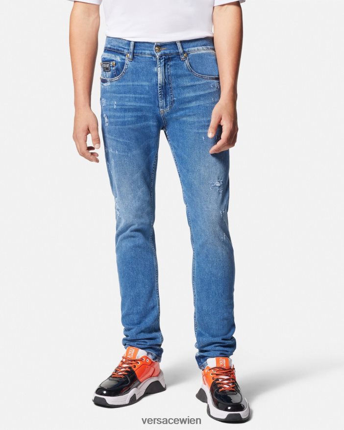 Blau Slim-Fit-Jeans Versace Männer Kleidung 8N4XJD2419