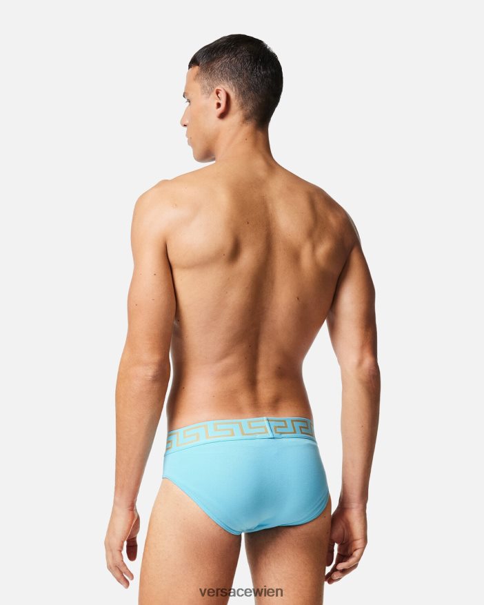 Blau Slip mit Greca-Bordüre Versace Männer Unterwäsche und Strandbekleidung 8N4XJD1791