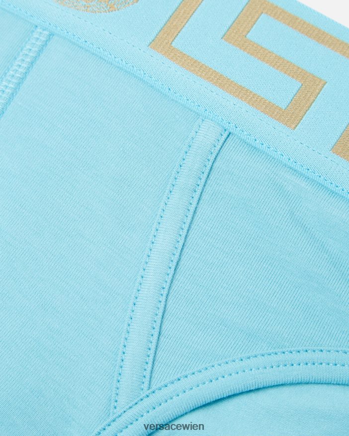 Blau Slip mit Greca-Bordüre Versace Männer Unterwäsche und Strandbekleidung 8N4XJD1791