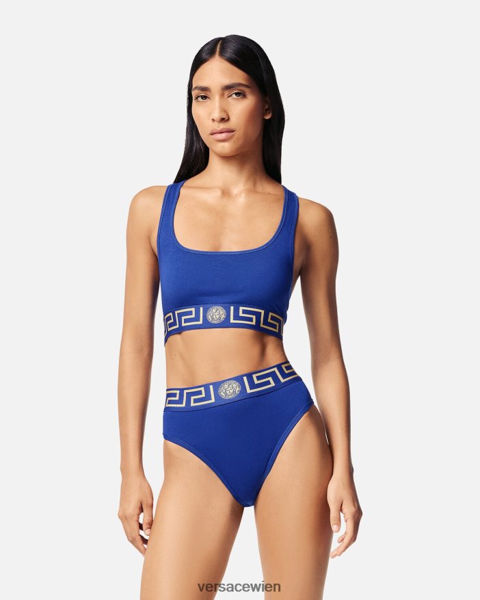 Blau Sport-BH mit Greca-Bordüre Versace Frauen Unterwäsche und Strandbekleidung 8N4XJD1040