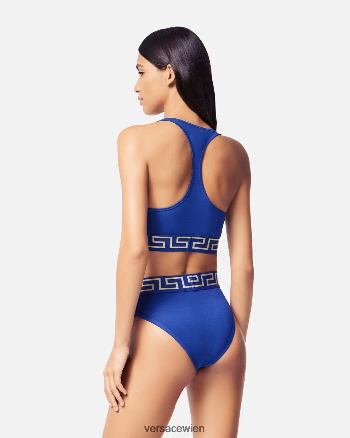 Blau Sport-BH mit Greca-Bordüre Versace Frauen Unterwäsche und Strandbekleidung 8N4XJD1040