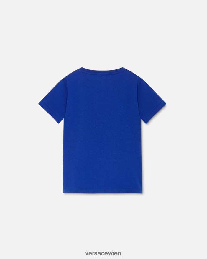 Blau T-Shirt „Le Maschere“ Versace Kinder Kleidung 8N4XJD2121