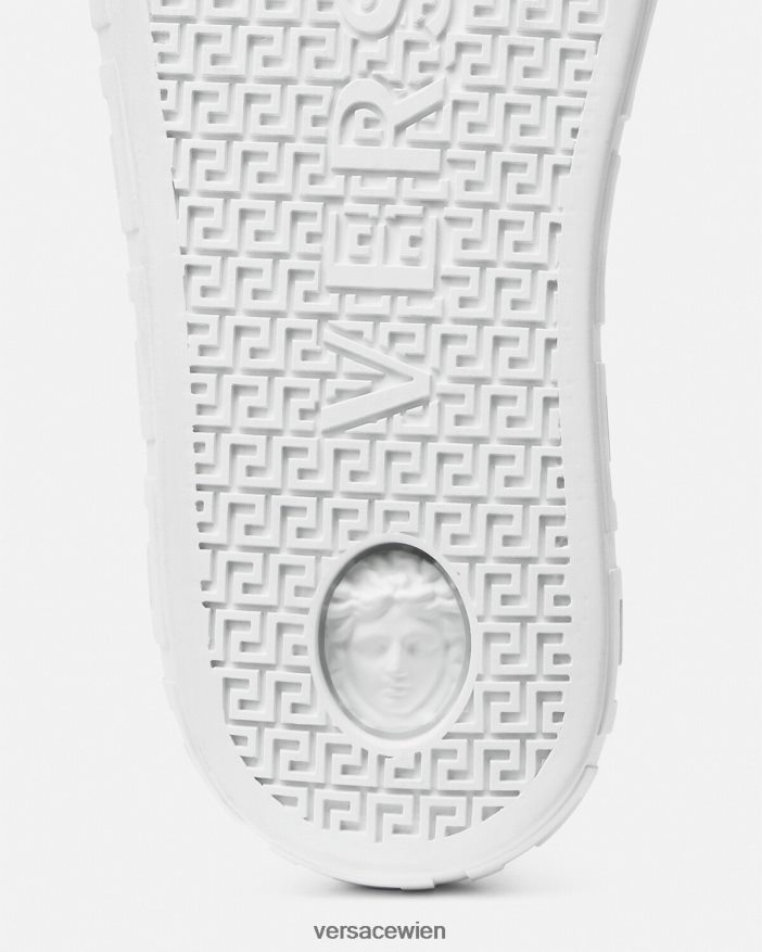 Blau Weiss High-Top-Sneaker im College-Greca-Stil Versace Männer Schuh 8N4XJD1556