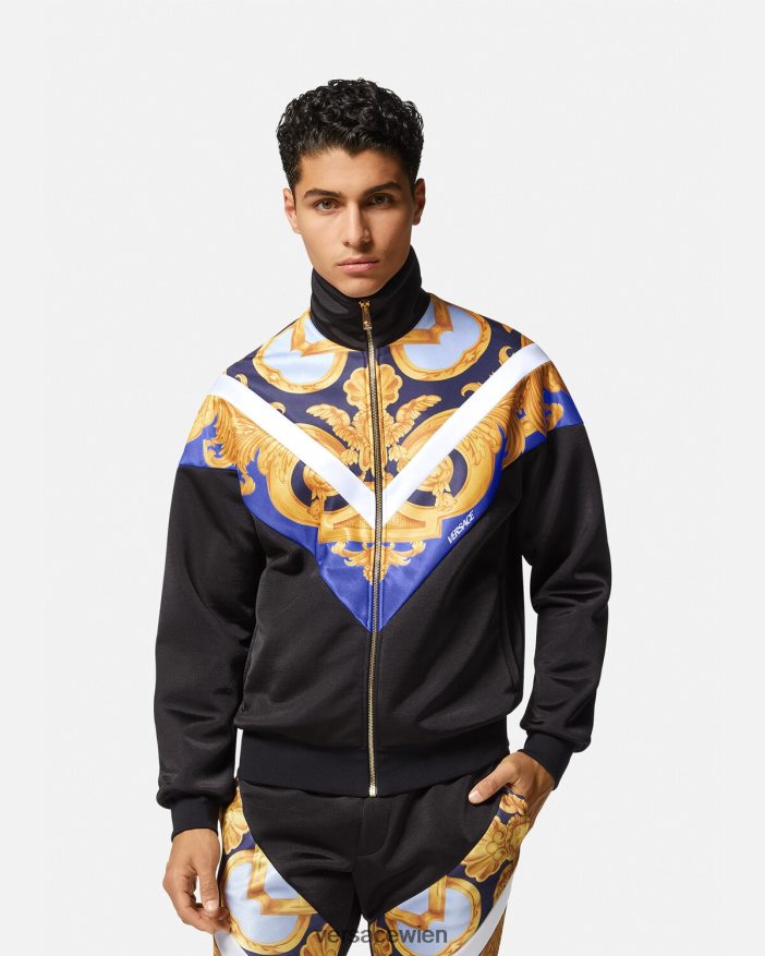 Blau und Gold Barocco 660-Sweatshirt mit Reißverschluss Versace Männer Kleidung 8N4XJD1417