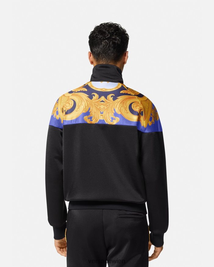 Blau und Gold Barocco 660-Sweatshirt mit Reißverschluss Versace Männer Kleidung 8N4XJD1417