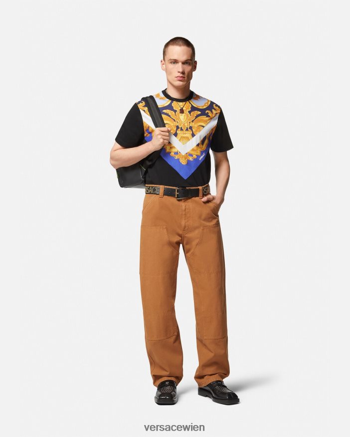 Blau und Gold Barocco 660 T-Shirt Versace Männer Kleidung 8N4XJD1393