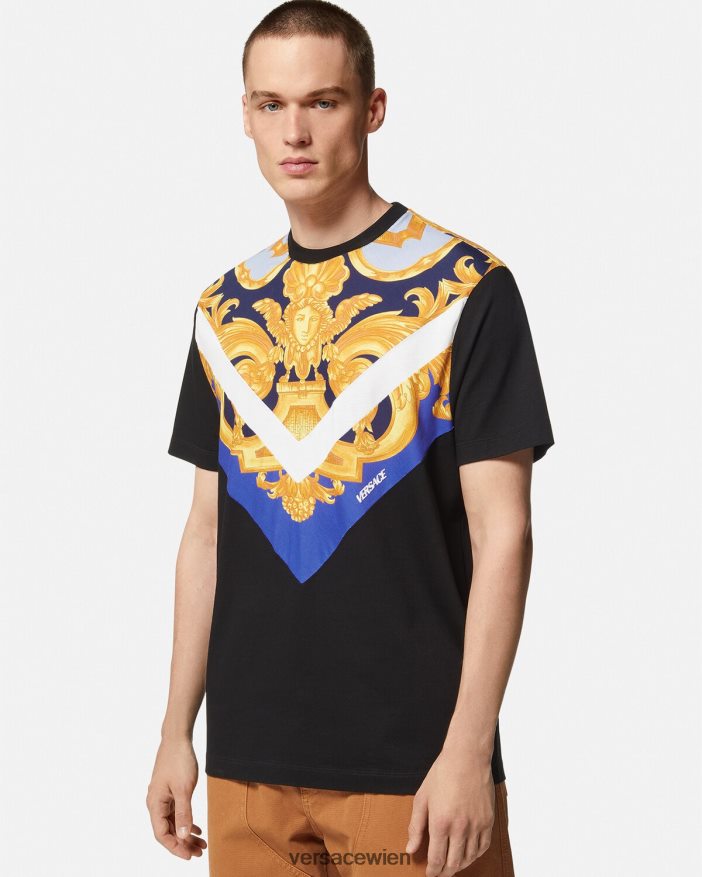 Blau und Gold Barocco 660 T-Shirt Versace Männer Kleidung 8N4XJD1393