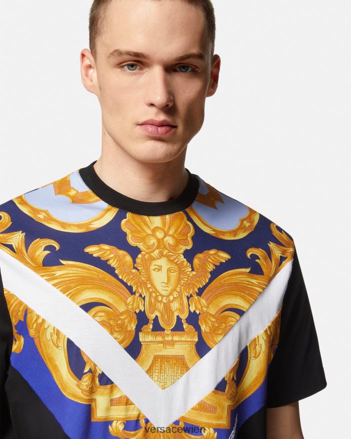 Blau und Gold Barocco 660 T-Shirt Versace Männer Kleidung 8N4XJD1393