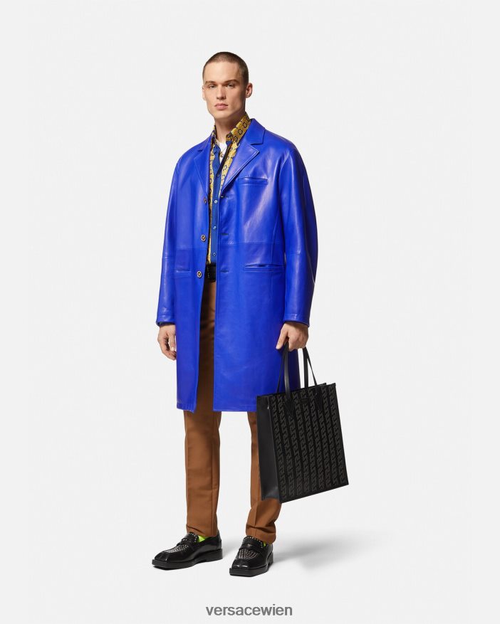 Blau und Gold Seidenhemd im Barocco 660-Stil Versace Männer Kleidung 8N4XJD1318