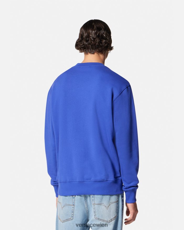 Bluette Sweatshirt mit aufgesticktem V-Emblem Versace Männer Kleidung 8N4XJD2413