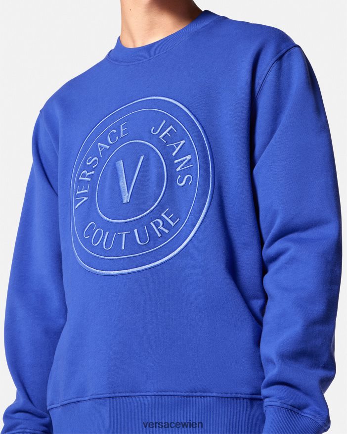 Bluette Sweatshirt mit aufgesticktem V-Emblem Versace Männer Kleidung 8N4XJD2413