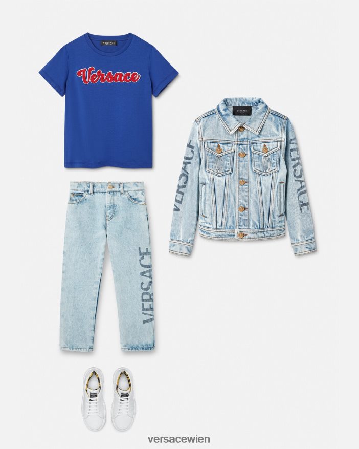 Bluette T-Shirt mit Uni-Logo Versace Kinder Kleidung 8N4XJD2132