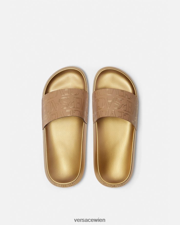 Braun  Gold Allover-Slides Versace Männer Schuh 8N4XJD1586