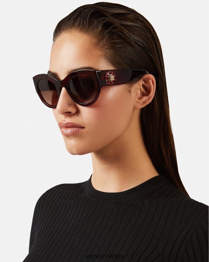 Burgund Tribute-Juwel-Sonnenbrille Versace Frauen Zubehör 8N4XJD684