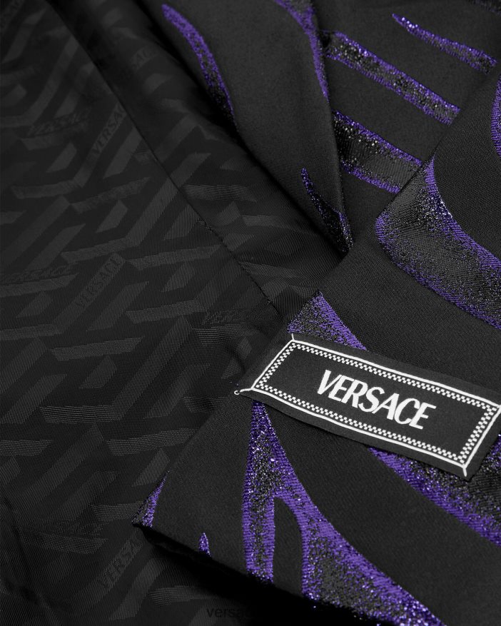 Druck  Violett Einreihiger Blazer mit Zebramuster Versace Frauen Kleidung 8N4XJD114