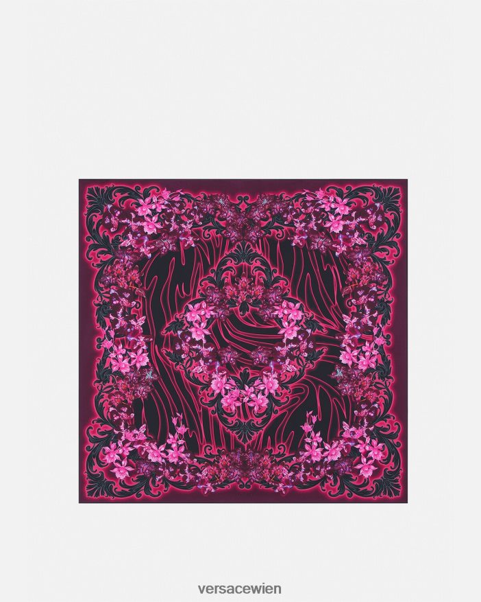 Fuchsia  Druck Orchideen-Barocco-großes Seidenfoulard Versace Frauen Zubehör 8N4XJD918